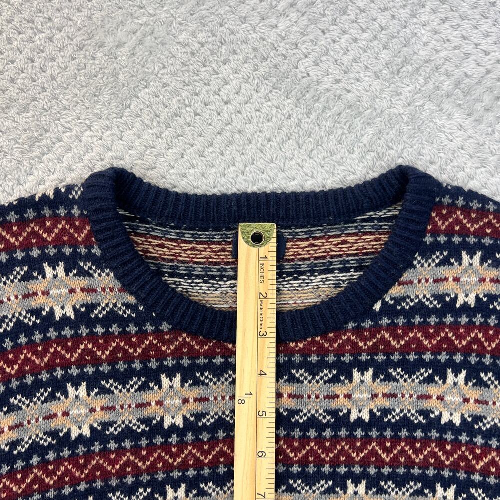 J Crew Mens Knit Crewneck Sweater Fair Isle Lambswool Blend Med Weight Sz Medium - Picture 9 of 14